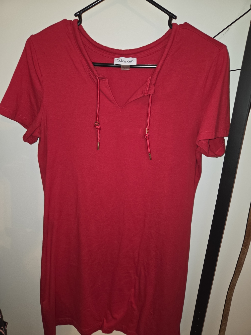 Calvin Klein Red Short Sleeve T-Shirt Dress